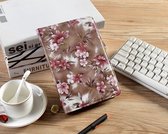 P.C.K. Hoesje/Boekhoesje/Bookcover/Bookcase/Book draaibaar Bruine bloemen print geschikt voor 8 inch Tablets universeel MET PEN