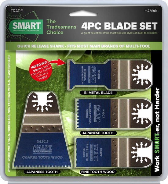 Foto: Smart blades multitool zaagbladen set voor oscillerende multitools 4 delig