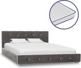 Bed met traagschuim matras fluweel grijs 120x200 cm