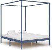 Hemelbedframe massief grenenhout grijs 160x200 cm