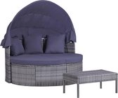 3-delige Loungeset met kussens poly rattan grijs