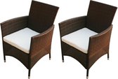 Tuinstoelen 2 st poly rattan bruin
