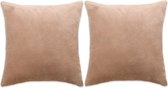 Sierkussenset 45x45 cm velours beige 2-delig