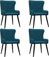 Eetkamerstoelen 4 st fluweel blauw