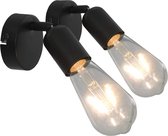 Spotlights 2 st met filament peren 2 W E27 zwart