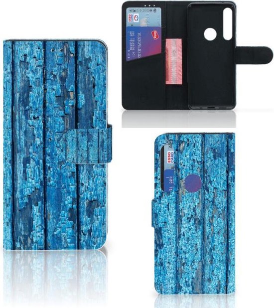 Cokes Herformuleren scheuren Smartphone Hoesje Motorola One Action Book Style Case Blauw Wood | bol.com