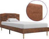 Bedframe kunstsuéde bruin 90x200 cm