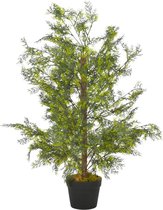 Kunstplant met pot cipresboom 90 cm groen