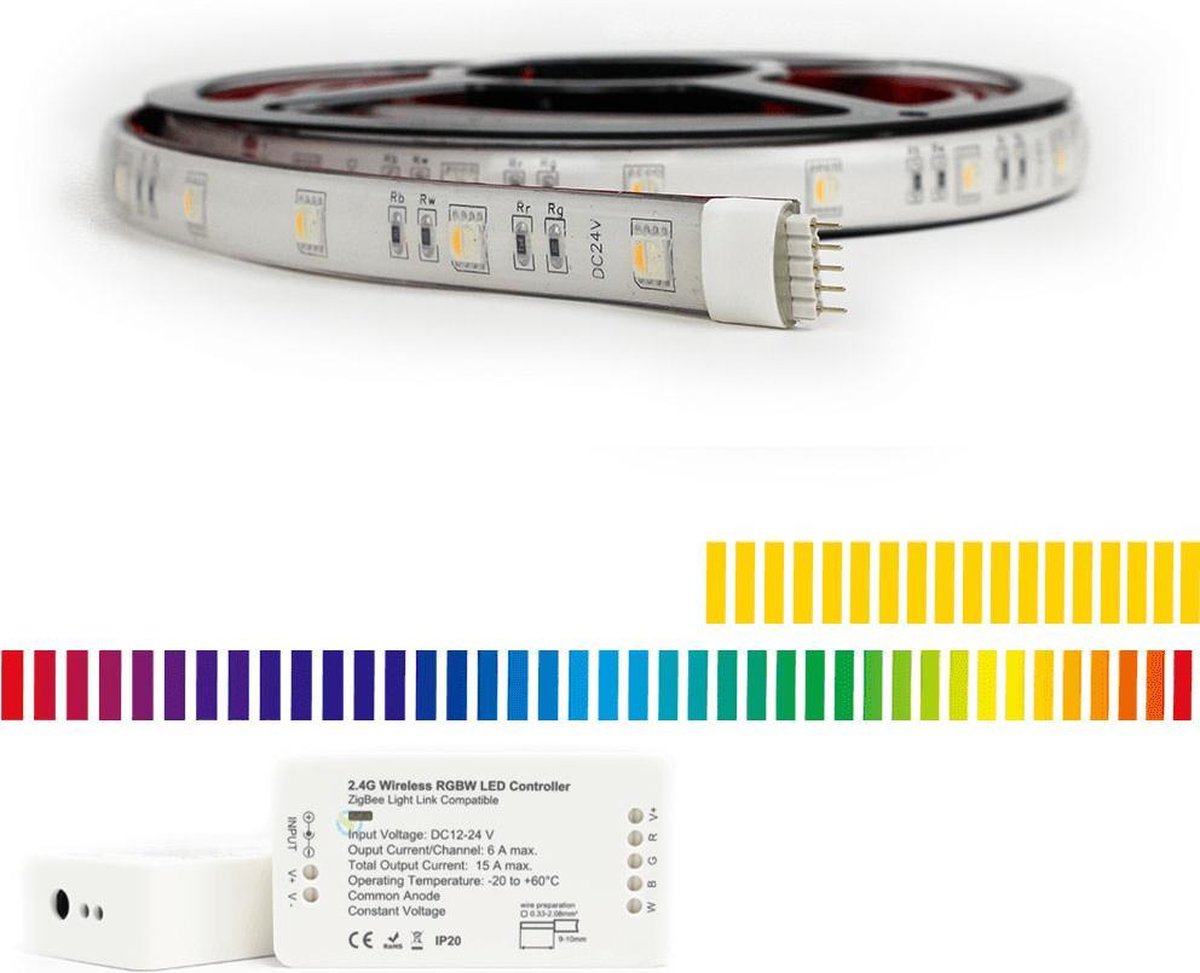 Zigbee ledstrip - White and color ambiance - Werkt met de bekende verlichting apps -6 meter