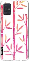 Casetastic Samsung Galaxy A51 (2020) Hoesje - Softcover Hoesje met Design - Pink Bamboo Pattern Print