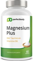 Magnesium (bisglycinaat) Plus (taurine, Vitamine B6 & D3) Tabletten - 60 Tabletten - PerfectBody.nl