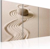 Schilderij - Steen op het Strand, Beige, 3luik, premium print