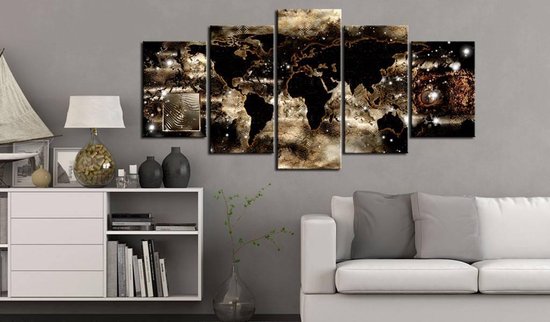 Peinture - Continents et étoiles, nuit, 5 parties