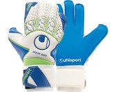 Uhlsport Aquasoft Keepershandschoenen - Wit / Blauw / Fluo Groen | Maat: 8,5