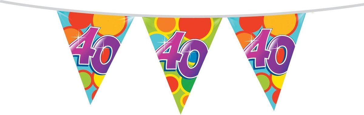 Haza Vlaggetjes - 40 jaar - leeftijd verjaardag - plastic - 10 meter - Merkloos