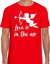 Valentijn/Cupido love is in the air t-shirt rood voor heren S
