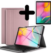 Hoes Geschikt voor Samsung Galaxy Tab A 10.1 2019 Hoes Toetsenbord Hoesje Keyboard Case Cover Met Screenprotector - Hoesje Geschikt voor Samsung Tab A 10.1 (2019) Hoes Toetsenbord Case - Rosé goud