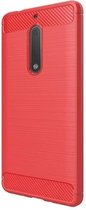 Geborstelde TPU Cover - Nokia 5 - Rood