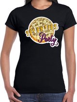 Disco seventies party feest t-shirt zwart voor dames S