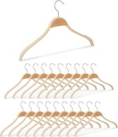 Relaxdays 20 x kledinghangers hout - klerenhangers - natuurlijke uitstraling - 40 cm