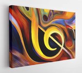 Inner Melody serie. Ontwerp bestaande uit kleurrijke muzikale vormen als metafoor voor de spiritualiteit van muziek en podiumkunsten - Canvas Modern Art - Horizontaal - 266439770 - 115*75 Horizontal