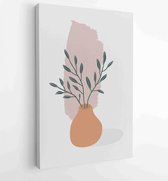 Gebladerte lijntekeningen met abstracte vorm. Abstract Plant Art-ontwerp voor print, omslag, behang, minimale en natuurlijke kunst aan de muur. 1 - Moderne schilderijen – Verticaal