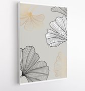 Ginkgo bladeren dekking ontwerp achtergrond vector. Luxe Floral art deco. Gouden natuurlijke muurkunst en patroonontwerp 1 - Moderne schilderijen – Verticaal – 1813369858 - 50*40 V