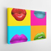 Onlinecanvas - Schilderij - Hedendaagse Kunstcollage. Kleurrijke Lippen. Moderne Horizontaal Horizontal - Multicolor - 50 X 40 Cm
