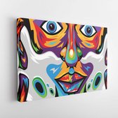 Onlinecanvas - Schilderij - Vape Rook Wiet Kleurrijke Hipster Rastaman : Vector Art Horizontaal Horizontal - Multicolor - 50 X 40 Cm