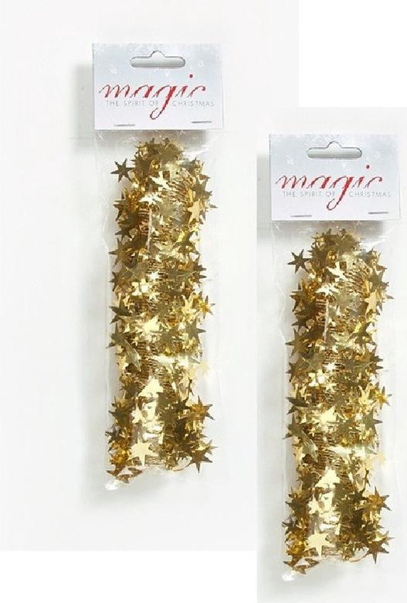 6x stuks kerstslinger goud 750cm - Guirlande folie lametta - Gouden kerstboom versieringen