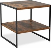 Bijzet tafel voor zetel of bed  - industrieel - 2 lagen - vierkant - industrieel bruin - Massief Staal - Hout  - vintage