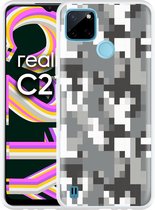 Realme C21Y Hoesje Pixel Camouflage Grey - Designed by Cazy