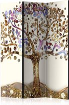 Vouwscherm - Gouden boom 135x172cm, gemonteerd geleverd (kamerscherm) dubbelzijdig geprint