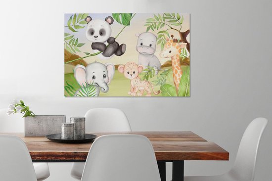 Canvas Schilderij Jungledieren - Kinderen - Panda - 60x40 cm - Wanddecoratie - OneMillionCanvasses