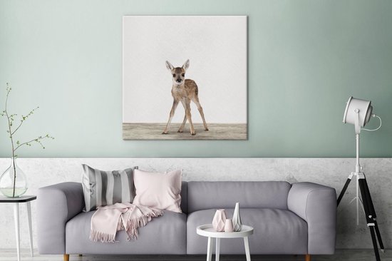 Toile Peinture Animaux - Cerf - Bébé - 90x90 cm - Décoration murale