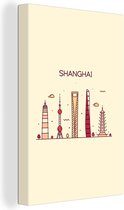 Canvas Schilderij Shanghai - Skyline - China - 60x90 cm - Wanddecoratie