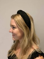 Diadeem - haarband (gebreide look) met knoop - zwart - kinderen/meisjes/dames