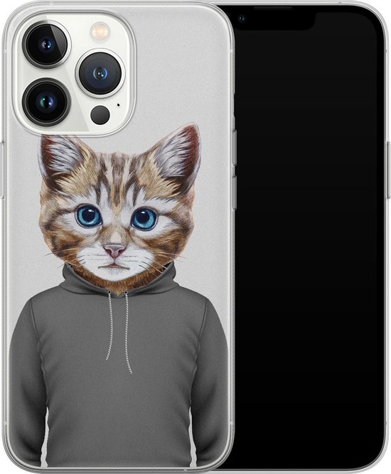 iPhone 13 Pro - Chat mignon | Apple iPhone 13 Pro | Étui en Siliconen TPU | Couverture arrière transparente