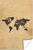 Affiche Wereldkaart - Rétro - Citations - 60x90 cm