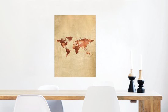 Affiche Wereldkaart - Coeur - Papyrus - 60x90 cm