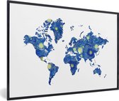 Fotolijst incl. Poster - Wereldkaart - Van Gogh - Sterrennacht - 30x20 cm - Posterlijst