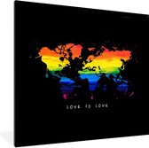 Affiche avec cadre Wereldkaart - Pride - Amour - 40x40 cm