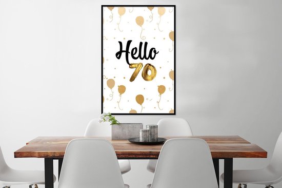 Affiche avec cadre Anniversaire - 70 ans - Ballons - 60x90 cm