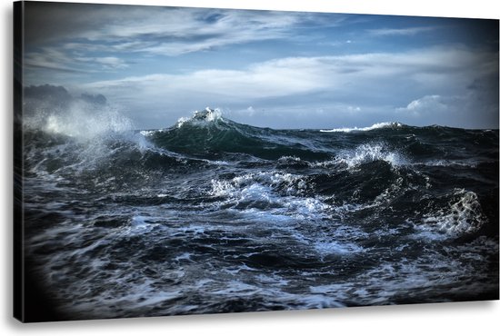 Schilderij -Woeste Noordzee, 2 maten. premium print, wanddecoratie