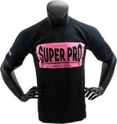 Super Pro T-Shirt S.P. Block-Logo Zwart/Roze Small