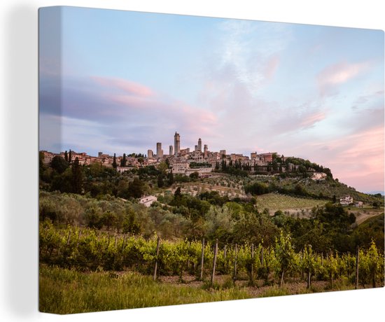Zonsopgang wijngaard Toscane Canvas 60x40 cm - Foto print op Canvas schilderij (Wanddecoratie)