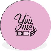 Citation toi moi et le chien décoration murale rose cercle mural aluminium ⌀ 60 cm - impression photo sur cercle mural / cercle vivant / cercle de jardin (décoration murale)
