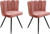ARIEL Set van 2 roze fluwelen stoelen - Metalen poten