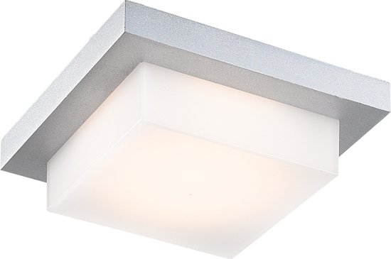 Plafondlamp LED buiten vierkant 5W LED IP54 zilver