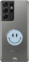 xoxo Wildhearts case voor Samsung S21 Ultra – Smiley Blue - Samsung Transparant Case